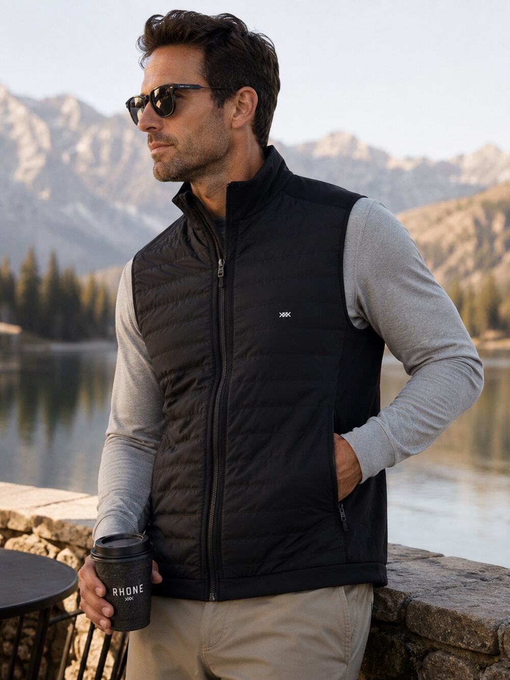 Rhone‎ Alpine Hybrid Performance Vest Black XL Full Zip Insulated Stretch